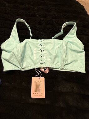 Savage X Fenty Mint Lace-Up Crop Bralette